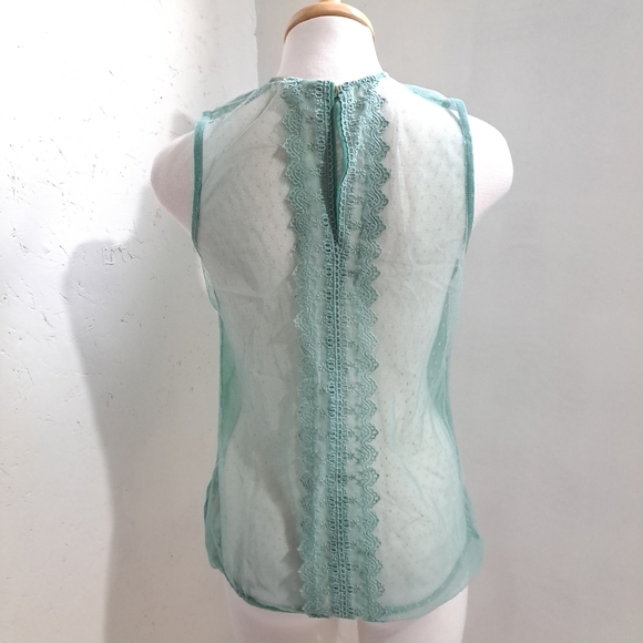 Temperance | Mint green sheer lace sleevless womens blouse - Picture 5 of 10